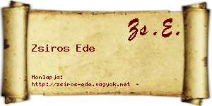 Zsiros Ede névjegykártya